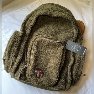 Moss green mushroom Sherpa backpack